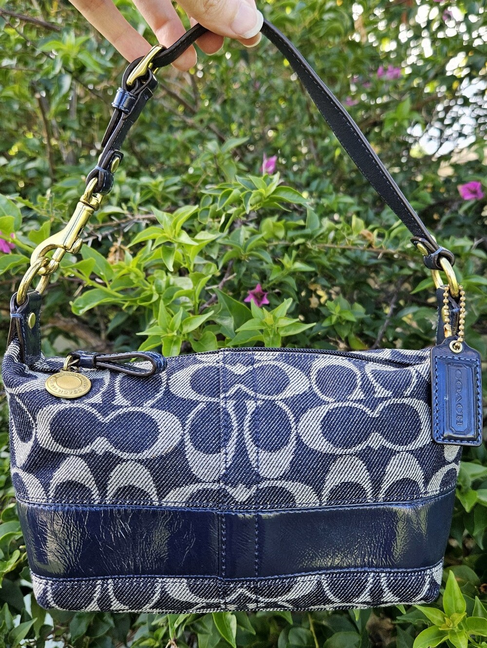 Coach 41721 Signature Denim Demi Bag Legacy Stripe Y2K 2008 Hangtag Medallion